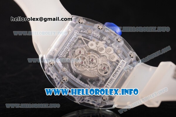 Richard Mille RM 56-01 Tourbillon Miyota 6T51 Manual Winding Sapphire Crystal Case with Skeleton Dial and Aerospace Nano Translucent Strap - Blue Inner Bezel - Click Image to Close